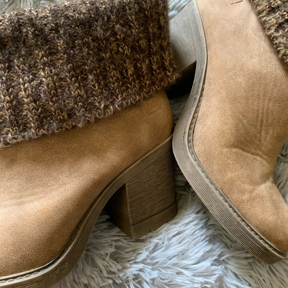 ✨Suede ankle boots w/ sweater cuff✨